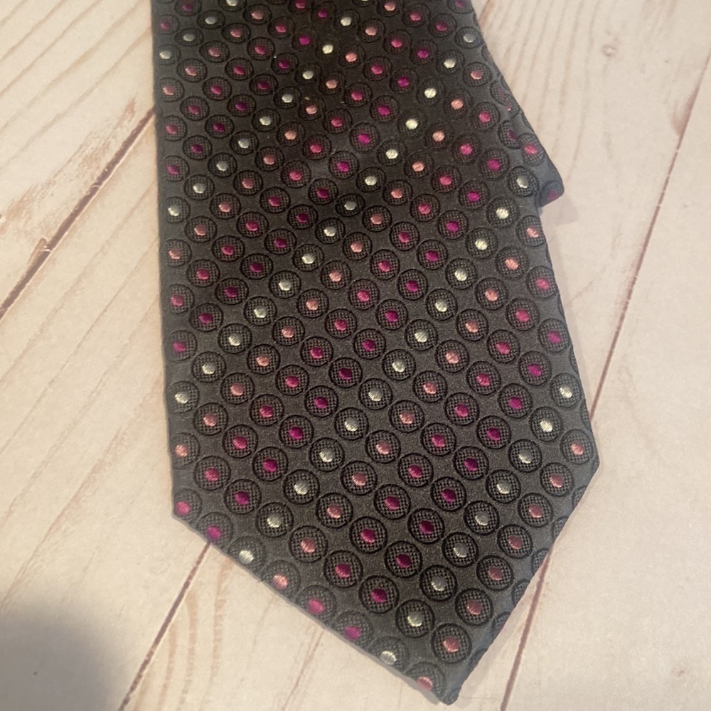 Alfani Grey Polla Dot Silk Tie​ - Picture 3 of 5